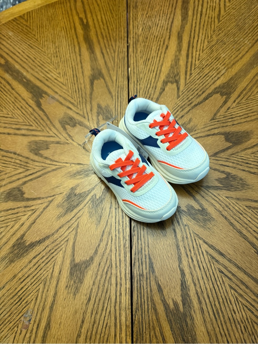 Carter's White and Orange Kids Sneakers with Navy Accent